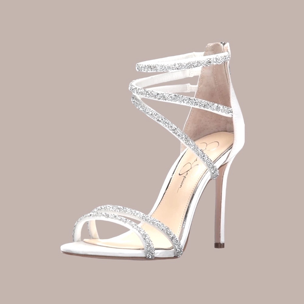 New Jessica Simpson White Rhinestone Trim Strappy Open Toe Women’s Shoes Size 6 - Picture 5 of 10